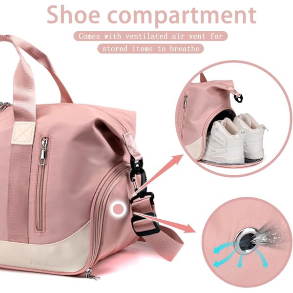 Duffelbag til mænd og kvinder - pink - med skorum og w