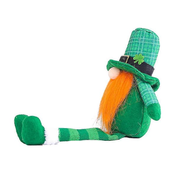 St. Patricks Dag Leprechaun Legetøj Plysdukke Husholdningspynt Held green hat long leg