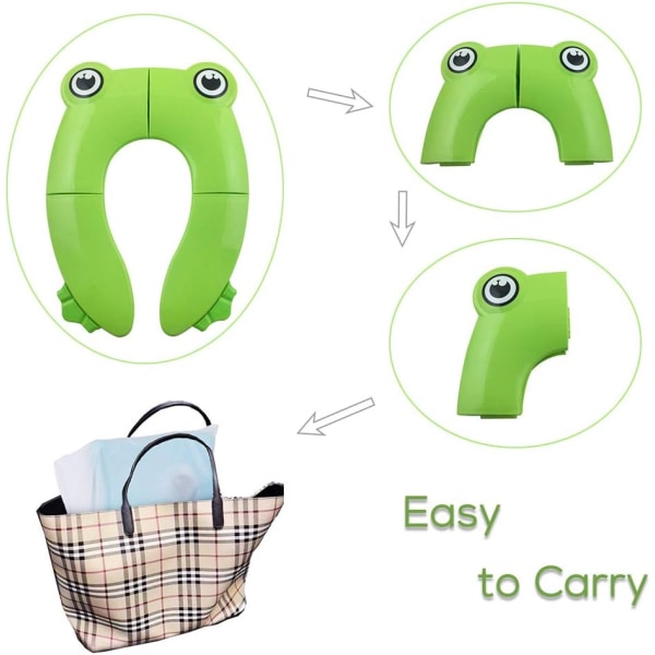 *Foldable Travel Toilet Reducer for Children Portable Toilet Seat for Baby Comfort PP Material with 4 Non-Slip Silicone Pads and 1 Carry Bag——green*