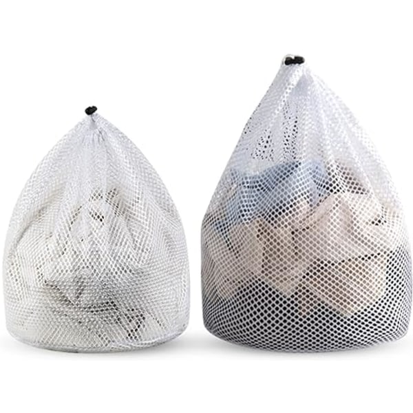 (2 Pakk 50*70, 60*80) Mesh Vaskesekk - Maskinvaskbar Trekkstreng