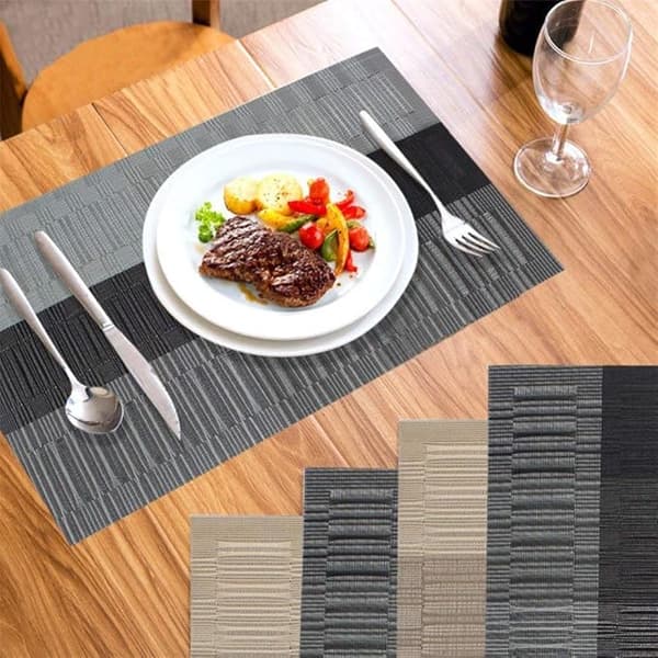 6 stk Sklisikre PVC Plassmatter (Sølvgrå), Vaskbare Plassmatter (4
