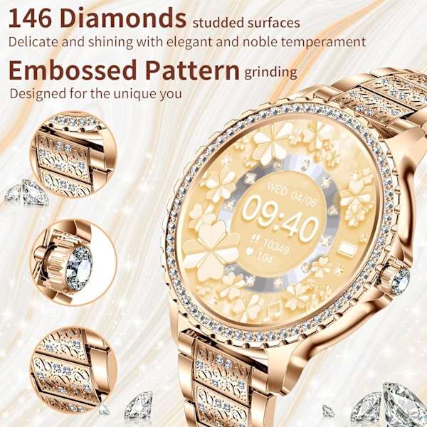 ##/2 Bling-armband, Smartklocka för kvinnor med diamanter (Svara/Ring samtal),##/