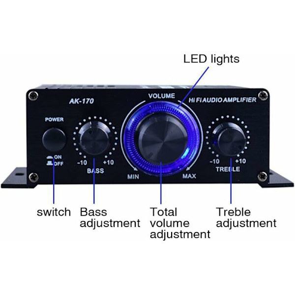 ##/Mini DC 12V HiFi Audio Forstærker Bærbar Dobbeltkanal Ster##/