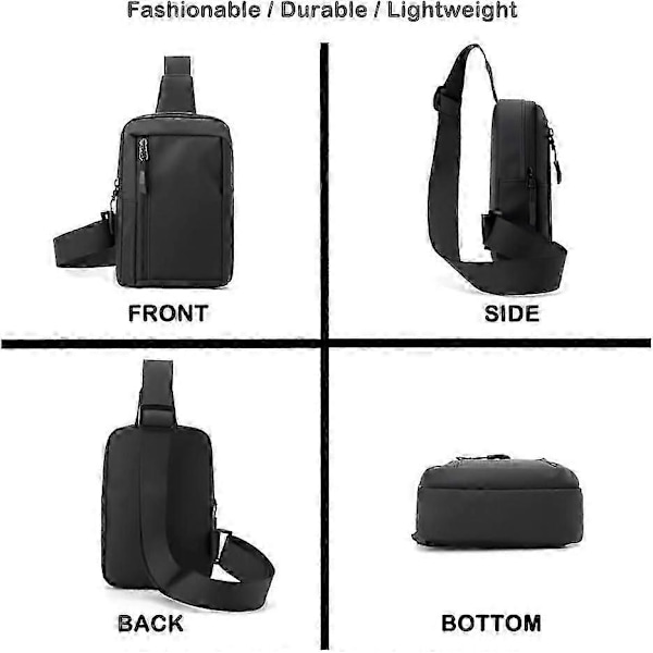 Trendig svart cross-body midjeväska för män och kvinnor, portabel för träning