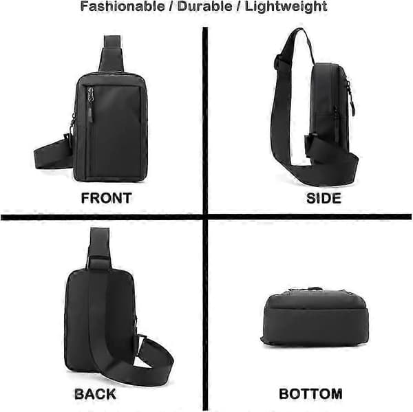 Trendy sort cross-body bæltetaske til mænd og kvinder, bærbar til træning