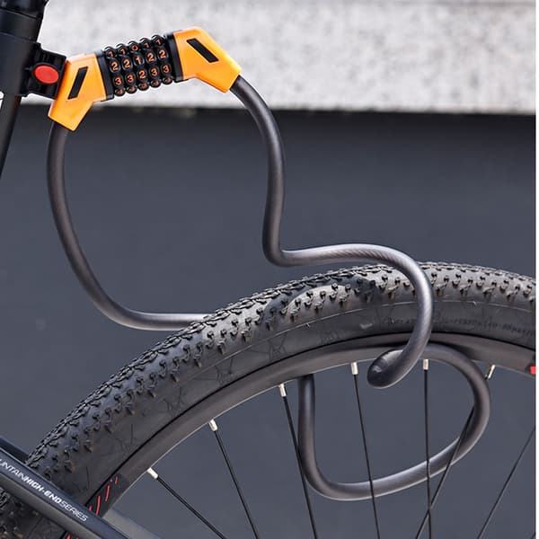 Orange kombinationslås för cykel 1,2 meter