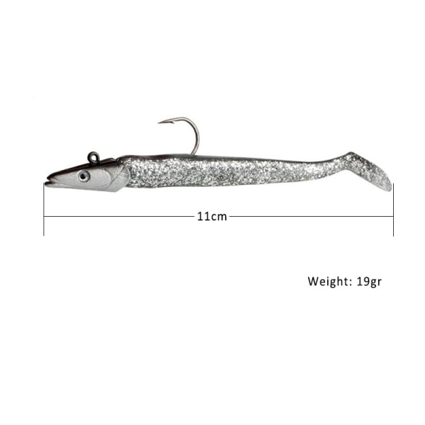 Croch Soft Fishing Lures 10st med Jig Head och T Svans 11cm för
