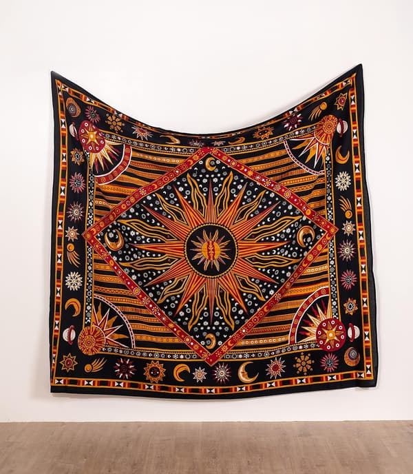 Sol Måne Hippie Mandala Brinnande Sol Psykedelisk Väggbonad Orange