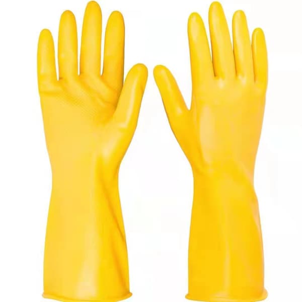 ##/Återanvändbara hushålls handskar gula 1 styck Gummi diskmaskinshandskar extra tjocka långa ärmar##/