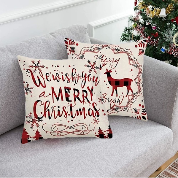 ##/4 stk. Juletema Pudebetræk - 45*45cm, Snefnug Pudebetræk##/