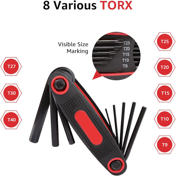 Basics Foldbar Hex Nøglesæt - 3-pak, metrisk/SAE/stjerne