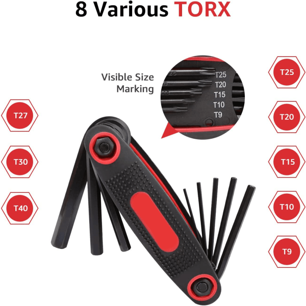 Basics Folding Hex Key Set - 3-pak, metrisk/SAE/stjerne