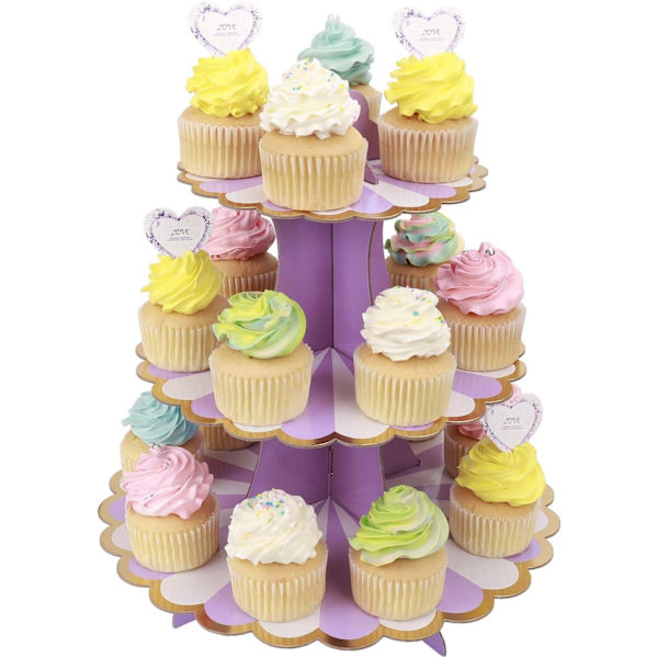 (32cm*30cm) Cupcakesställ 3-våningar Kartong Cupcakesställ för Baby
