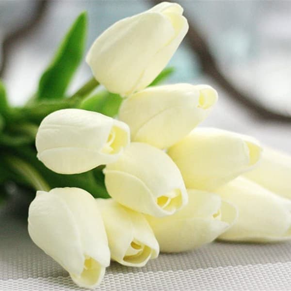 Artificiell krukväxt, konstgjorda tulpaner, blomdekoration, 20 stycken