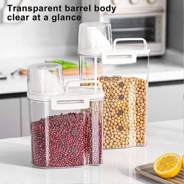 Matbeholder med Ergonomisk Håndtak Stor Kapasitet Transparent Lufttett Matbeholder Korn Ris Oppbevaringsboks M