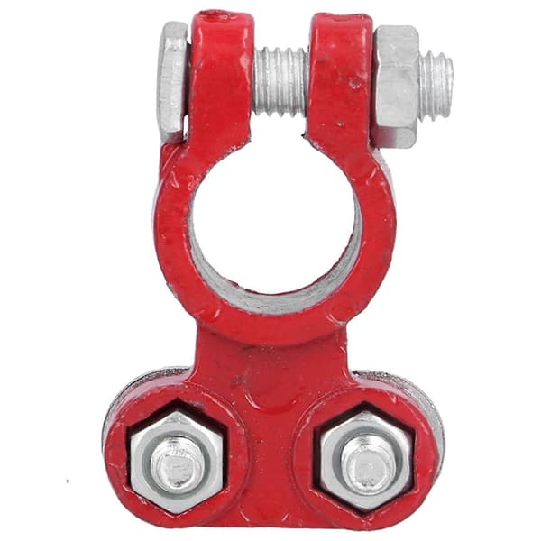 2 stk. Batteriklemmeforbindelse Positiv Negativ Topstolpe Endekonnektor med 2 spændeskiver