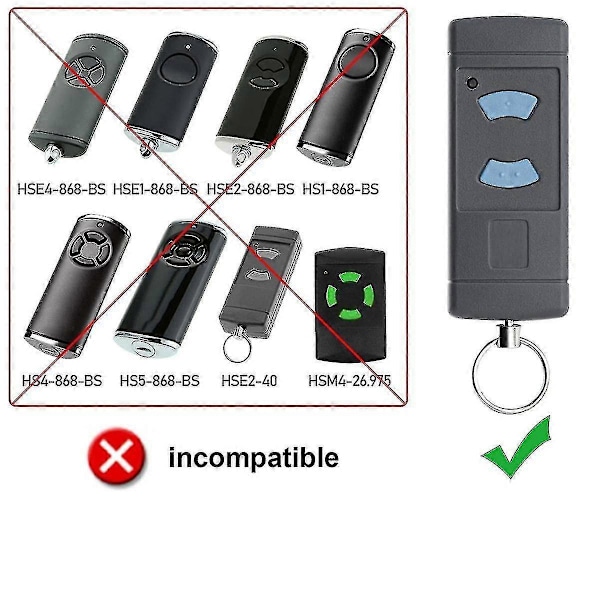 2-pak Garageport Fjernbetjening Håndholdt Sender Udskiftning til HSE2-868 HS4-868 HSM4-868 Promatic