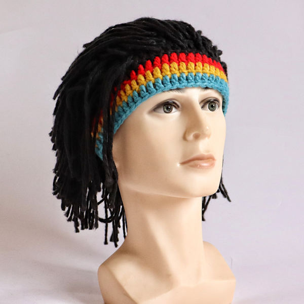 Enkelt stykke (sort reggae) sjov kreativ håndlavet hat paryk hat, Xin