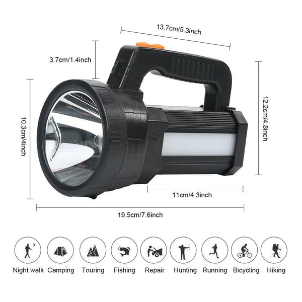 Erittäin tehokas LED-taskulamppu, 9600 mAh / 11000 lumenia / IPX4 Vesi