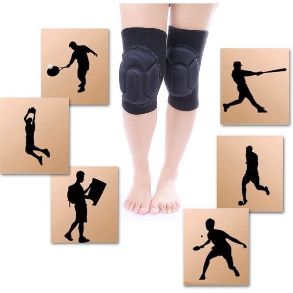 Svart - Beskyttende knebeskyttere, sportsknebeskyttere med kroker (2 stk