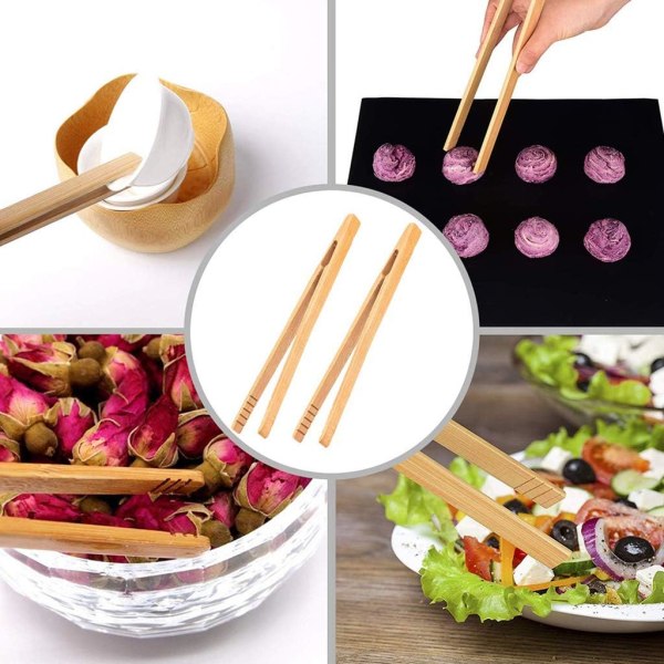 2 stycken 7 tum bambu brödtänger för toast, inlägg, te, kakor
