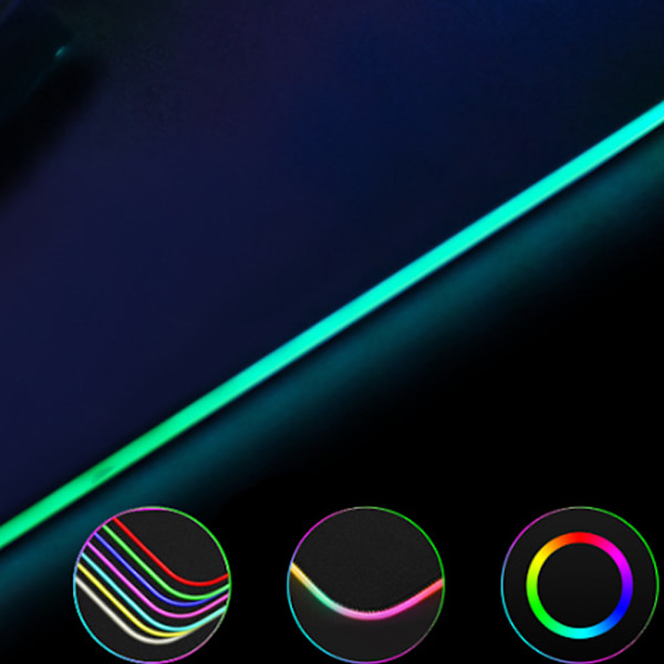 (Sort, 300*250*4mm) Ekstra Stor RGB Gaming Mousepad - Skridsikker