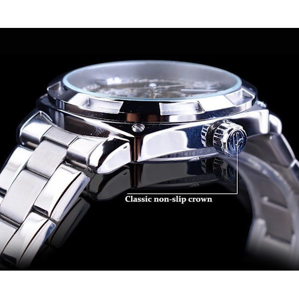##/Mænds Automatisk Selvoppladende Mekanisk Armbåndsur med Rustfrit Stål Armbånd##/
