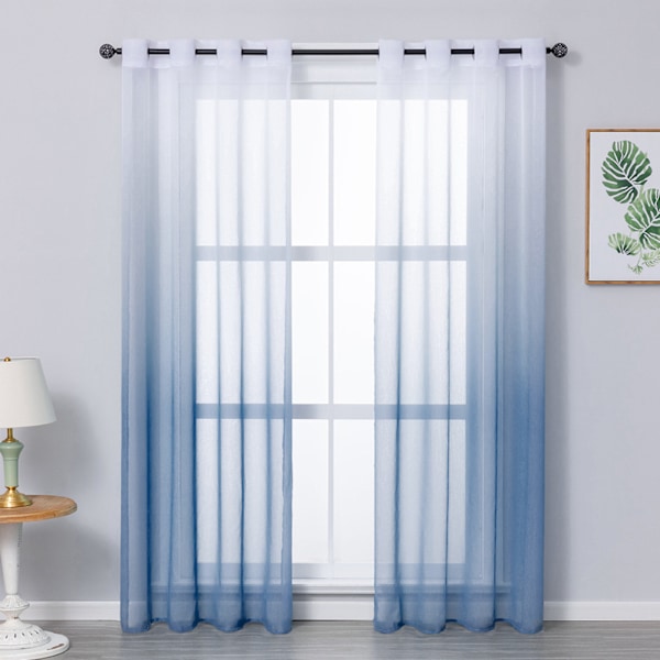 ##/Gardins med øjer (2 stk.) transparent gradient lodret gardin voile##/