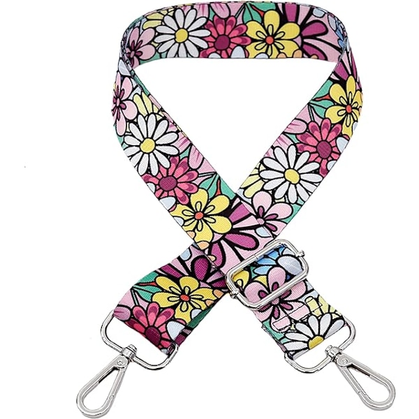 Justerbar erstatningsbred skulderstropp (3,8 cm, gul + rosa) for