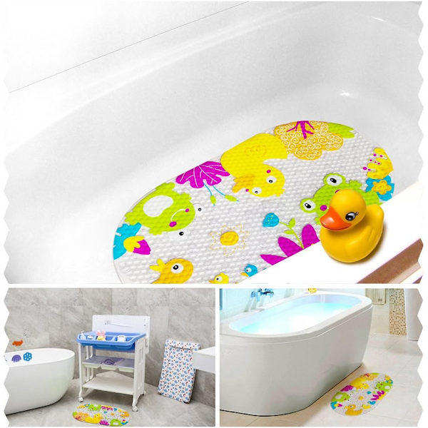 Fargerik Stein En-Del Badmatte 69×38cm Baby Badematte Søt Appe