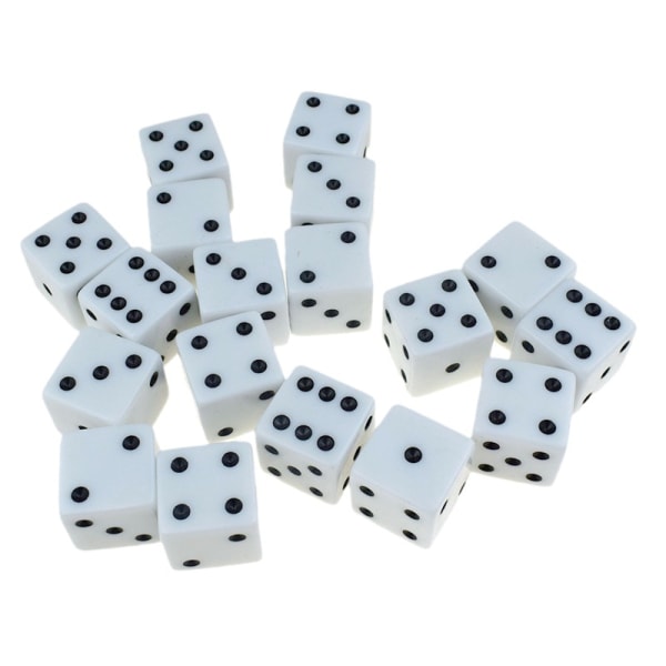 10 Stk 16Mm Akryl Terninger Sort/Hvid 6 Sidet Casino Poker Game Bar