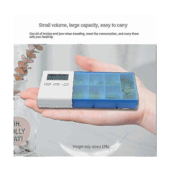 7 Fack Pillerask Medicinförvaringslåda Elektronisk Timer Påminnelse Medicinlådor Alarm Timer Piller Organizer (grå)