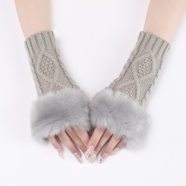 /#/Light gray knitted gloves autumn and winter/#/