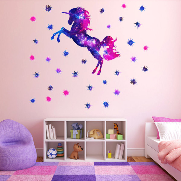 Luminous Unicorn Väggdekaler Väggdekaler Mural Dekaler för Säng