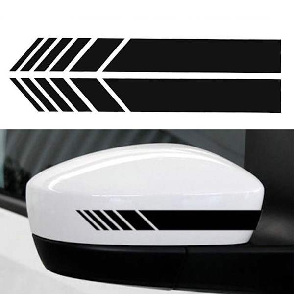 14*3CM (Sort) Bilspejl Stickers med Striber Pile Design