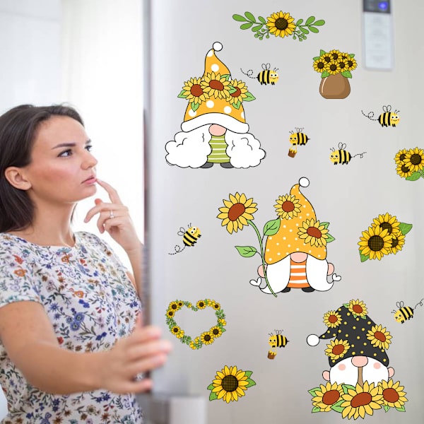 4 stk Veggklistremerker Små Dverg Solsikke Veggklistremerker Mural Dec