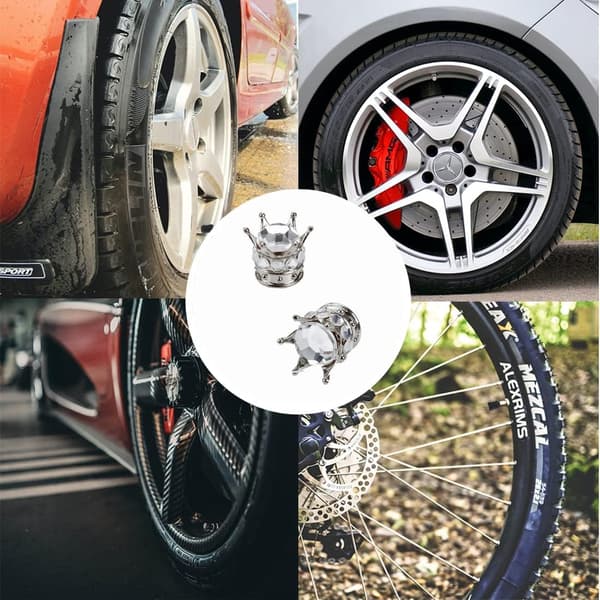 4 kpl Bling Bling Venttiilin Kannen Peitteet Kromi Auto Ajoneuvo Kruunu