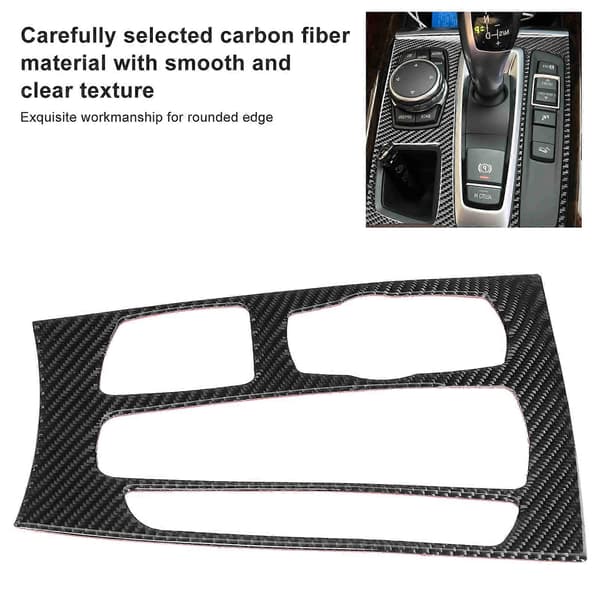 Kolfiber Kontroll Växelspakspanel Ram Trim Interiör Dekor Passar X5 X6 F15 F16 2014?2017 RHD