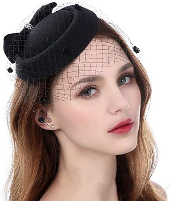 Fascinatorhatt i 1920-tallsstil med hårklipp og slør i mesh for kvinner