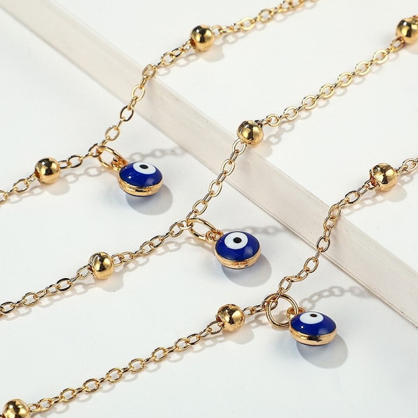 1 kpl (hopea, siniset silmät) Anklet-helmi Anklet-ranneke Helmiketju