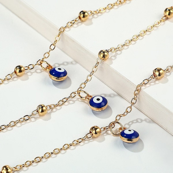1 kpl (kulta, siniset silmät) Anklet-helmi Anklet-ranneke Helmiketju F