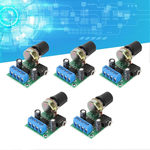 5 stk. LM386 Effektforstærkerkort Mini 0,5W til 10W Højttaler DC 3V til 12V Lyd Effektforstærker Modul til Højttalere