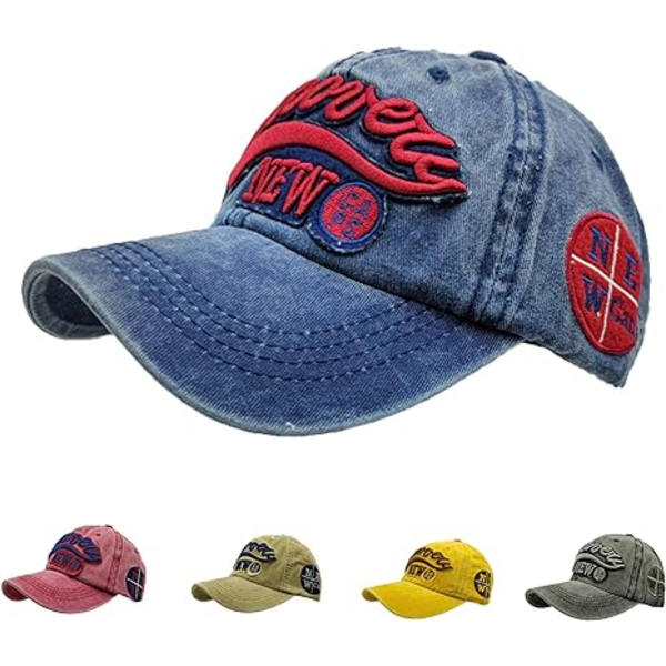 (blå) Baseball Cap Bomullsjusterbar Vasket Klassisk Dad Hat Vint
