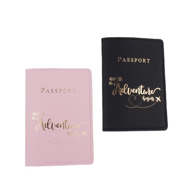 2 passsager-etui og 2 bagagemærker (sort og pink), PU-læder