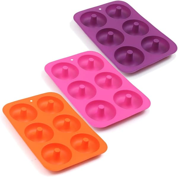 3 Pak 6 Huls Silikon Donutforme, Non-Stick, Fødevarekvalitet Silikon