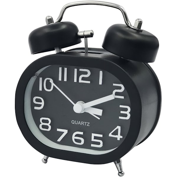 Musta Retro-herätyskello Analogi Quartz Herätyskello Hiljainen Ei Tika