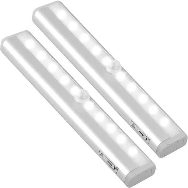 4 stk LED-skaplys med bevegelsessensor og magnetisk stripe, 10 LED