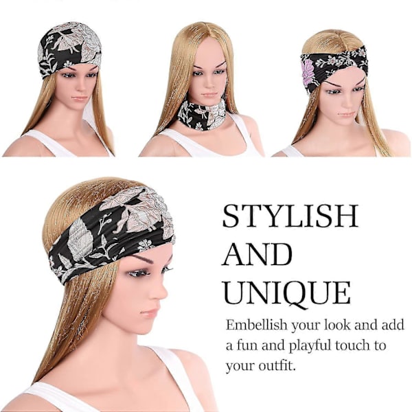 Dame Hårbånd, Multifunktionelt Hårbånd Hårbånd Hårbånd Multi-styl Flower Black