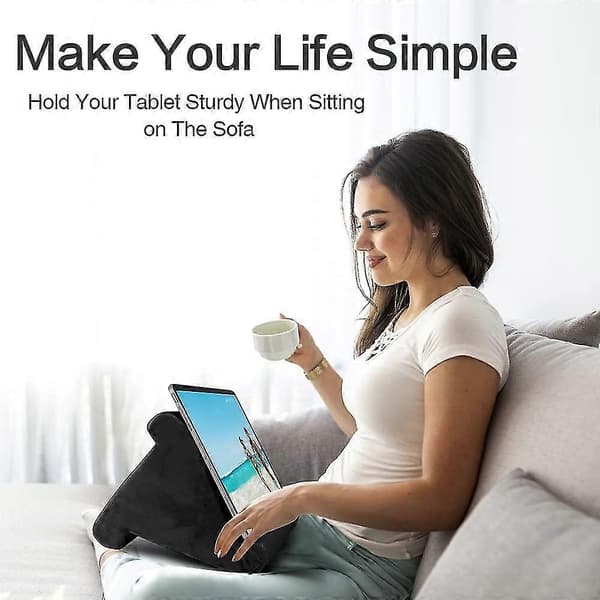 Tablet Stand Pude, Multi-vinkel Blød Pude Skød Stand, Kileholder, Bærbar Trekant Tablet Stand (sort) black