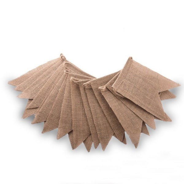 24 Burlap Flaggor för Bröllop, Dop, Inomhus och Utomhus